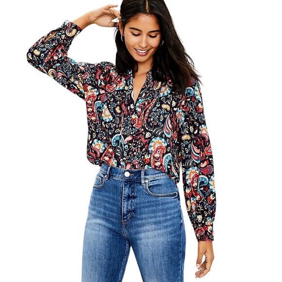 Paisley Long Sleeve V-Neck Blouse Animal Print Mystical - Picture 12 of 12